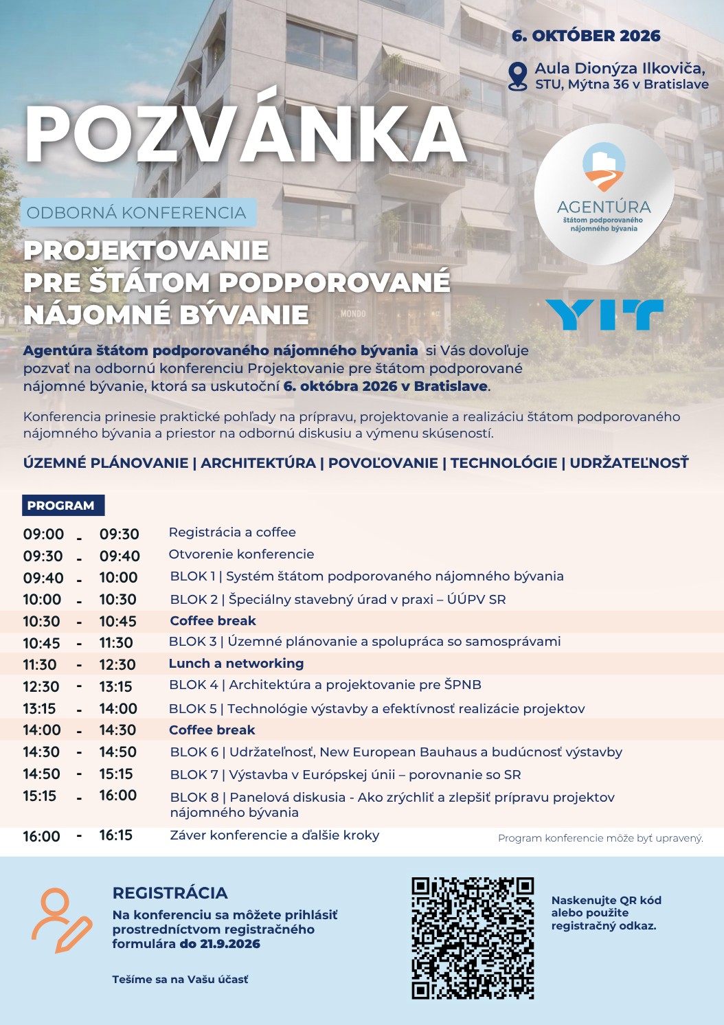 projketovanie najomne byvanie konferencia
